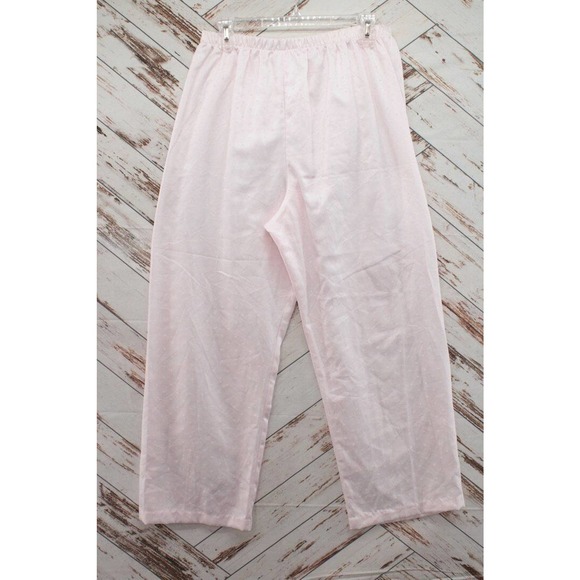 Collete Miss Elaine Pajama Set Large Pink Swiss Dot Shiny Satin Flannel - Picture 5 of 11